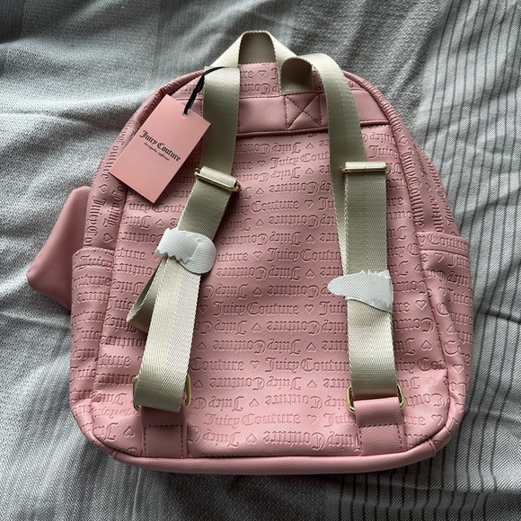 NEW JUICY COUTURE Wordplay Logo Embossed Pink Backpack - Picture 4 of 7